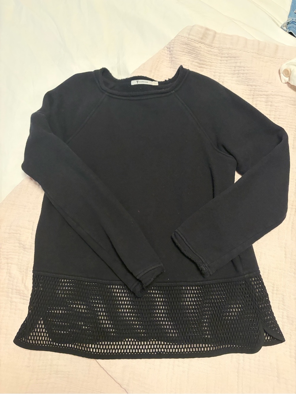 T by Alexander Wang Black Sweatshirt with Mesh Hem